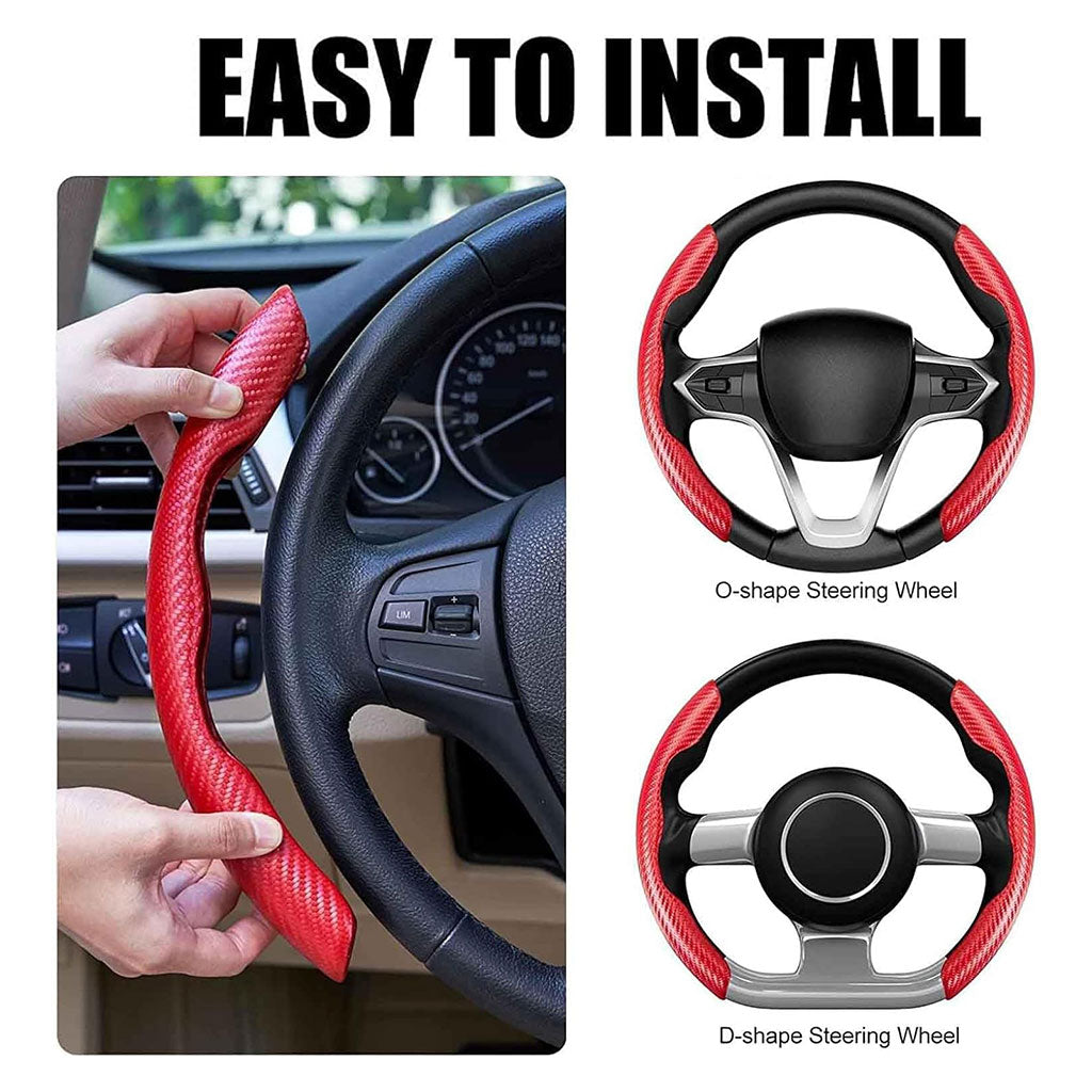 Housse de volant en fibre de carbone confortable et anti-dérapant – غطاء عجلة القيادة