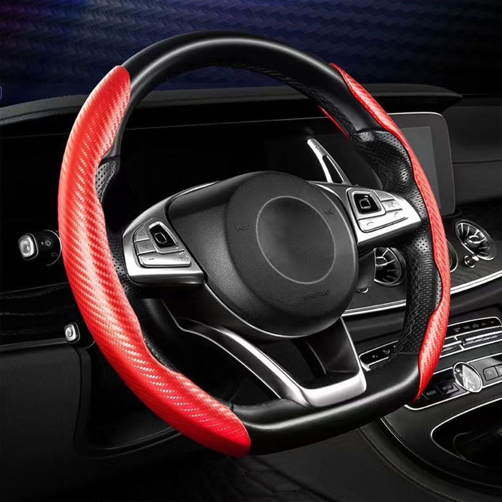 Housse de volant en fibre de carbone confortable et anti-dérapant – غطاء عجلة القيادة