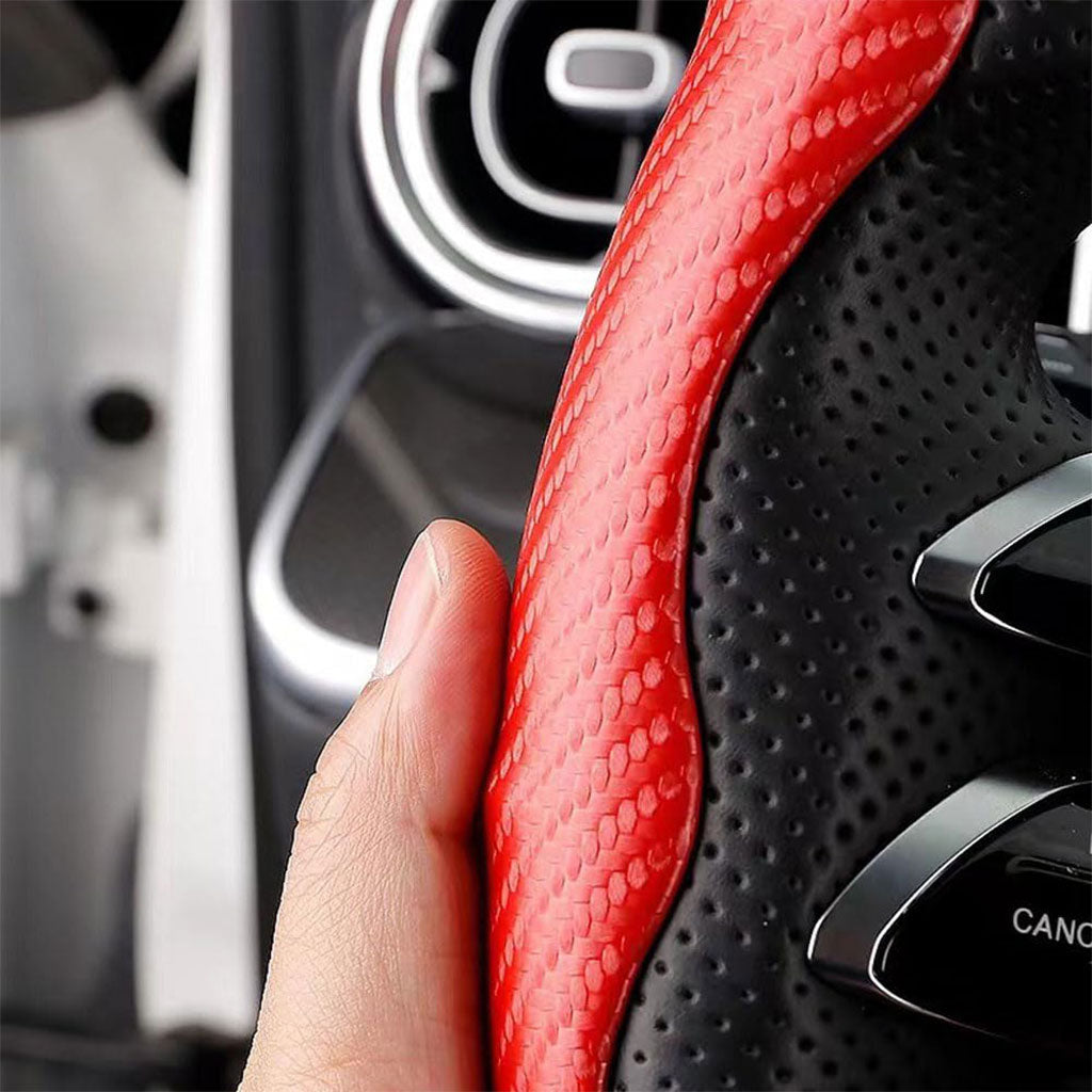 Housse de volant en fibre de carbone confortable et anti-dérapant – غطاء عجلة القيادة